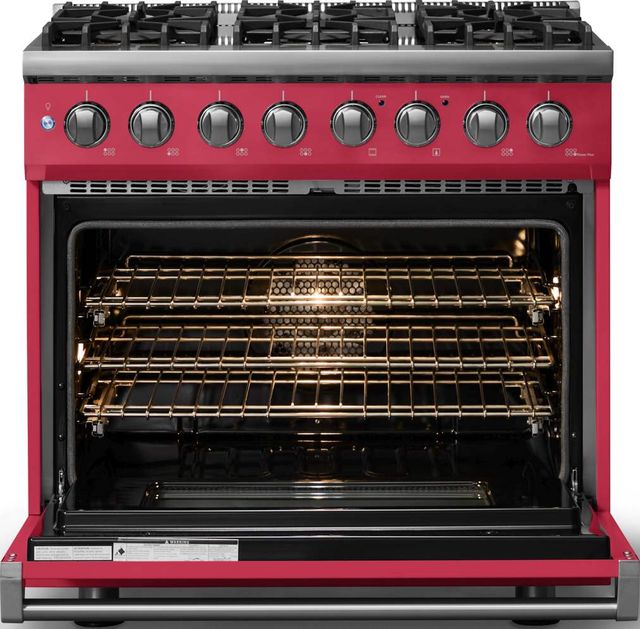 Viking® 5 Series 36" Valentine Pro Style Dual Fuel (LP) Range with Polished Chrome Trim-1