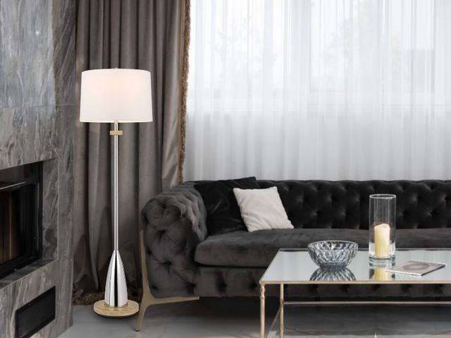 Cal® Lighting & Accessories Lockport Chrome/Wood Floor Lamp-2