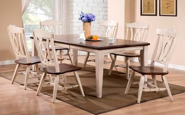 Allwood Furniture Group #128 Dark Brown and White Butterfly Leaf Table Set-0