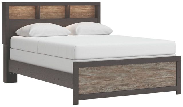 Signature Design by Ashley® Broachmyn Black/Gray Lighted Queen Bookcase Panel Bed-2