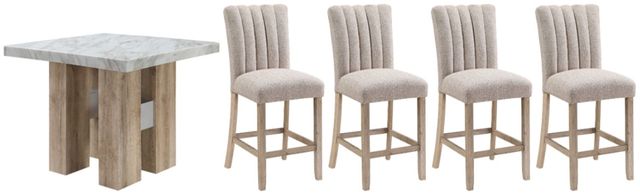 Global Furniture USA D04 5-Piece Beige/Natural Silver Bar Dining Set-0