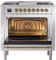 Ilve® Nostalgie II Noblesse 36'' Stainless Steel Pro Style Dual Fuel Range with Brass Trim-2