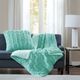 Olliix by Madison Park Ruched Fur Aqua 25" x 25" Euro Pillow-0
