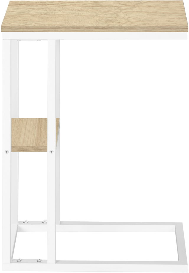 Monarch Specialties Inc. Natural 25"H Accent Table with White Metal Base -2