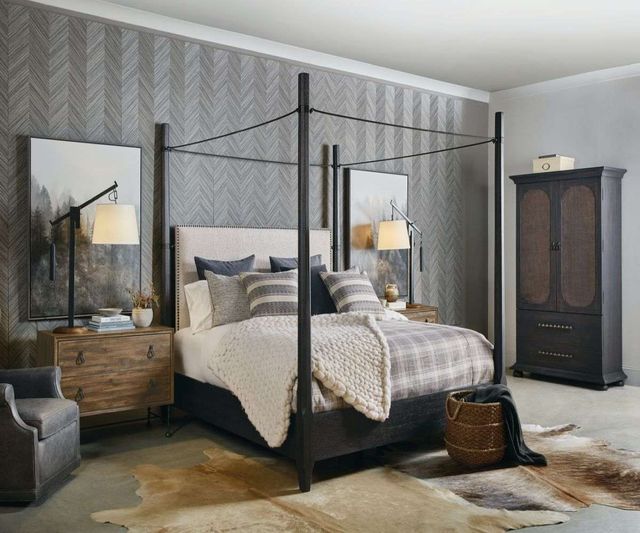 Hooker® Furniture Big Sky Charred Timber/Saxony Porcelain King Canopy Bed-1