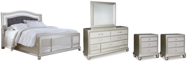 Signature Design by Ashley® Coralayne 5-Piece Gray California King Panel Bed Set-0