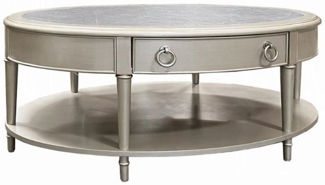 ACME Furniture Kasa Gray Coffee Table with Champagne Base-0