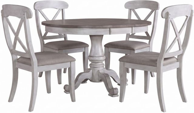 Liberty Furniture Ocean Isle 5-Piece Antique White/Weathered Pine Dining Set-0