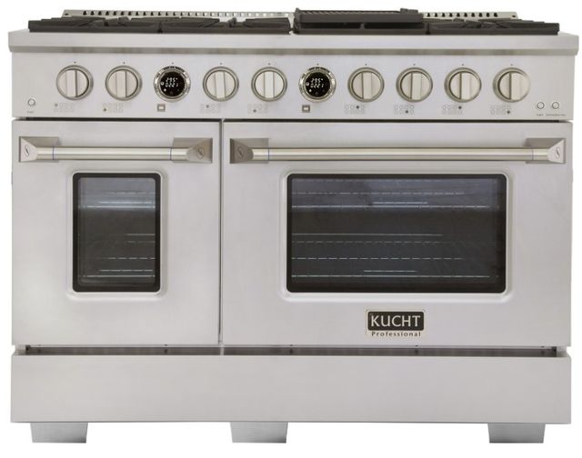 Kucht Professional KX Series 48" Stainless Steel Pro Style Dual Fuel Liquid Propane Gas Range with Kucht Horus Thermostat-1