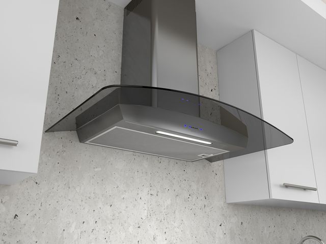 Zephyr Core Collection Ravenna 36" Black Stainless Steel/Smoke Gray Glass Wall Mounted Range Hood-2