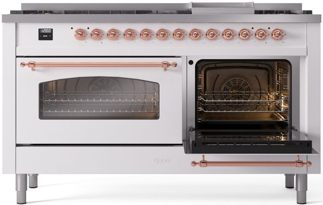 Ilve® Nostalgie II Series 60" White Pro Style Dual Fuel Range-3
