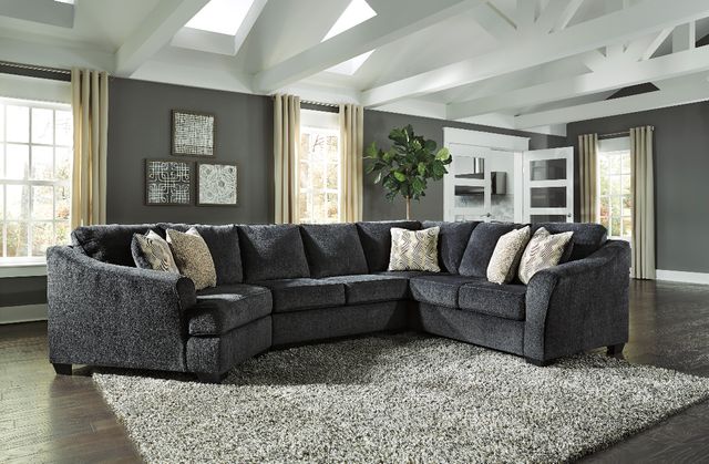 Signature Design by Ashley® Eltmann 3-Piece Slate Right-Arm Facing Sectional with Armless Loveseat and Cuddler-1