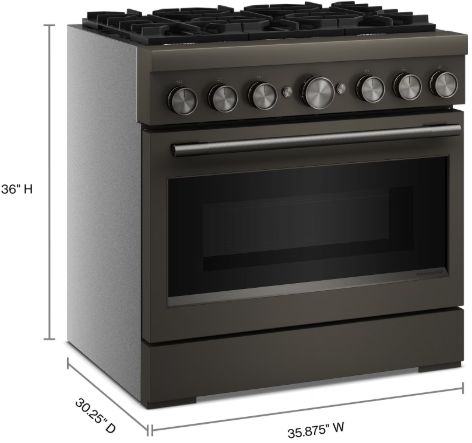 KitchenAid® 36" Black Ore 6 Burner Pro Style Dual Fuel Range with No Preheat Air Fry Mode-1