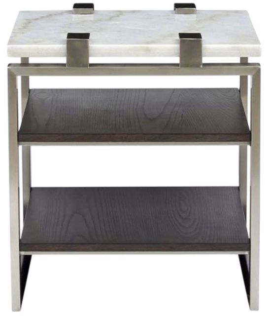 Magnussen Home® Paradox Pearl White Rectangular End Table with Platinum Frame -2