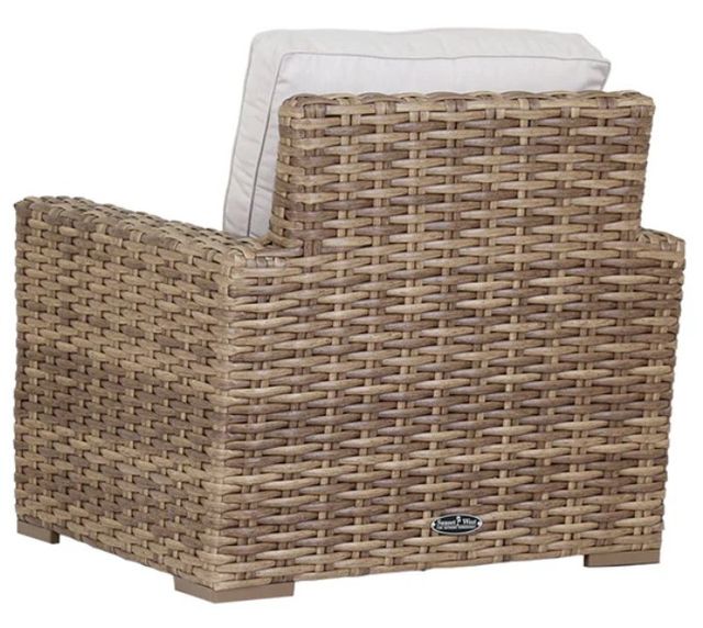 Sunset West Havana Aged Tobacco Resin Wicker Outdoor Club Chair with Canvas Flax Cushion-1