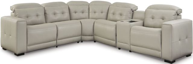 Signature Design by Ashley® Leadman 6-Piece Dove Gray Power Reclining Sectional-0