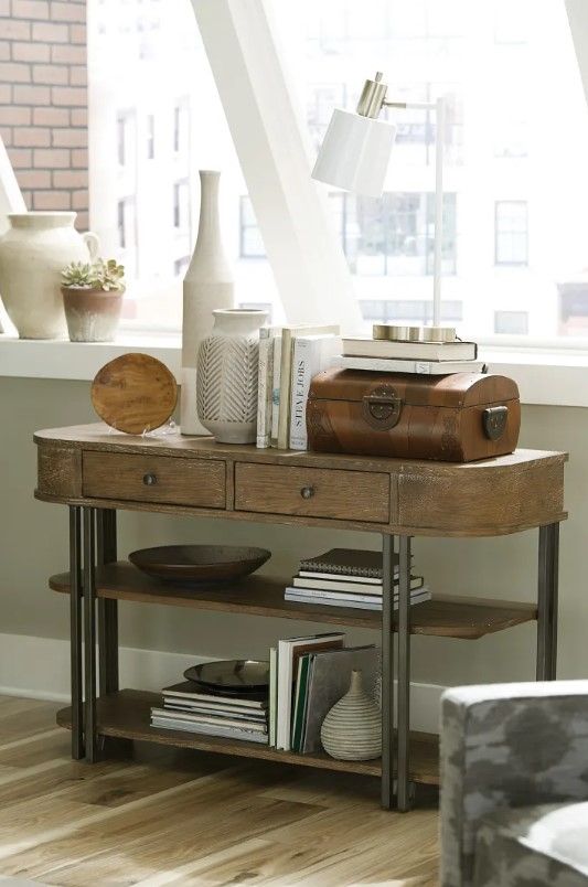 Hammary® Saddletree-Hamilton Brown Sofa Table-1