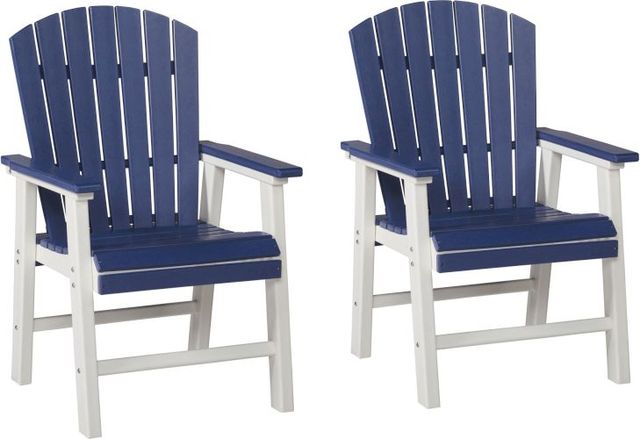 Signature Design by Ashley® Toretto Blue/White Outdoor Dining Arm Chair-2
