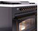 Ilve® Nostalgie II Noblesse 36'' Glossy Black Pro Style Dual Fuel Range with Burnished Trim-4