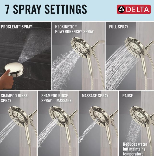 Delta Universal Showering Lumicoat® Polished Nickel 2.5 GPM 7-Setting In2ition® with ProClean®-3
