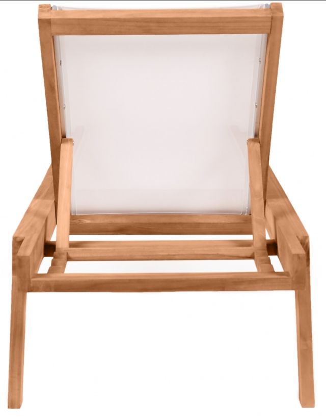 Meridian Furniture Rio Natural Teak/Off-White Fabric/Wood Outdoor Patio Chaise Lounge Chair-3