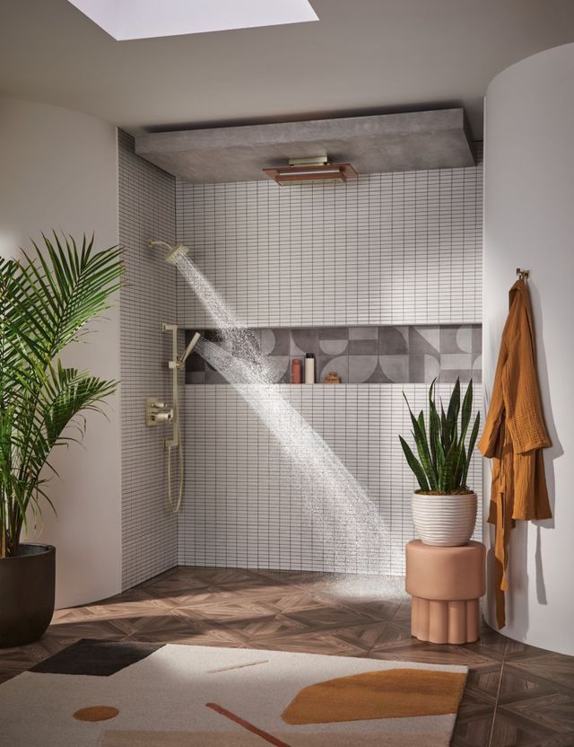 Brizo Essential™ Brilliance® Polished Nickel 7" Linear Round Wall Mount Shower Arm and Flange-1