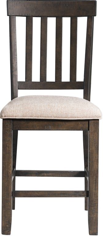 Elements International Stone Charcoal/Cream Slat Back Counter Dining Side Chair-1