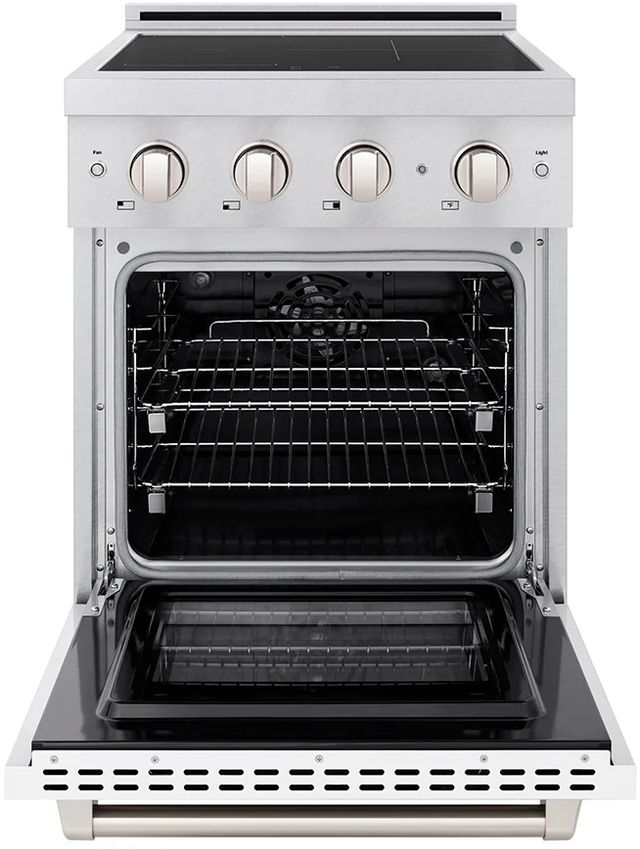 ZLINE Paramount 24" Satin Stainless Steel Pro Style Induction Range with White Matte Door-1