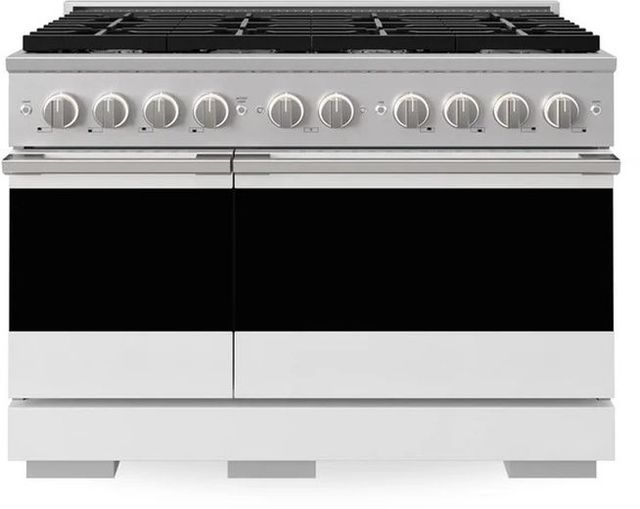 ZLINE Marino 48" Stainless Steel Pro Style Gas Range with White Matte Door-0