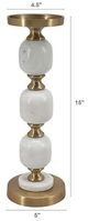 A & B Home Gold/White 15" Pillar Candle Holder-1