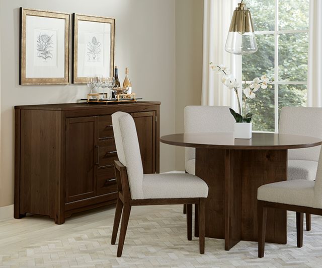 LM Co Home By Vaughan-Bassett Crafted Cherry by Ben & Erin Napier Dark Cherry/Oatmeal Upholstered Side Chair-2