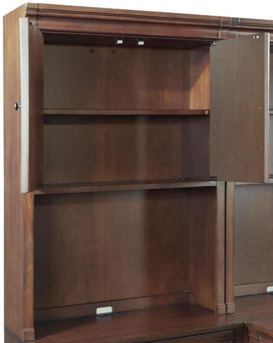 aspenhome® Richmond Brown Burgundy Desk Hutch with Doors-1