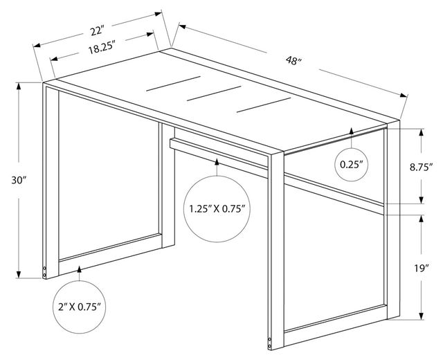 Monarch Specialties Inc. 48"L White and Silver Metal Computer Desk-1