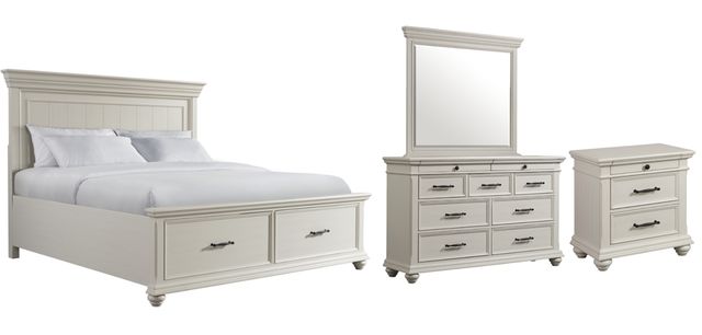 Elements International Slater 4-Piece Antique White Queen Platform Bedroom Set-0