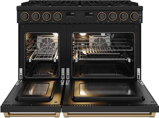 Thor Kitchen A Series 48" Black Matte Pro Style Gas Range with Bronze Hardware-1