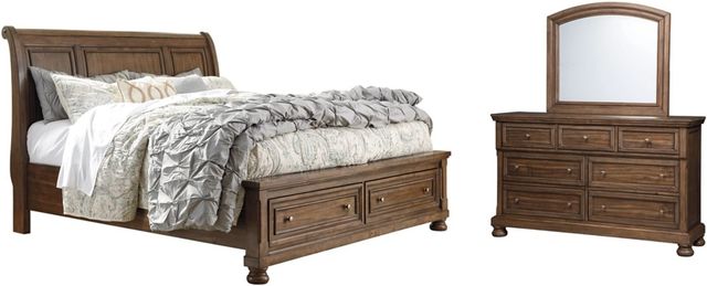 Signature Design by Ashley® Flynnter 3-Piece Medium Brown Queen Sleigh Storage Bed Set-0