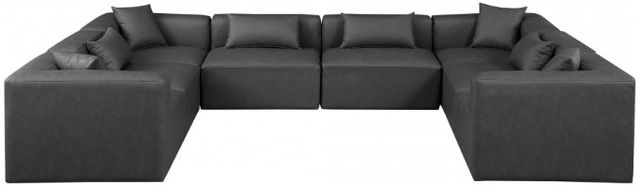 Meridian Furniture Cube 8-Piece Gray Vegan Leather Sofa Sectional-1
