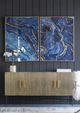 A & B Home 2-Piece Blue/Gold Wall Art Panel Set-4