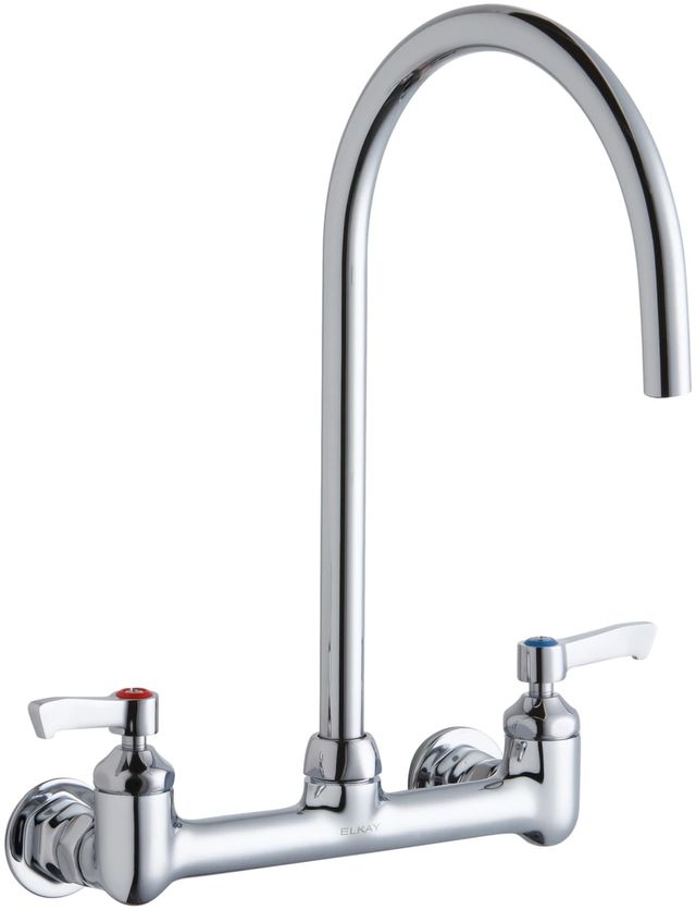 Elkay Chrome 8" Centerset Deck Mount Laminar Flow Faucet with Offset Inlet -0