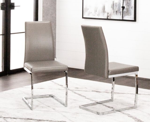 Cramco Sarah Chrome/Mushroom Dining Side Chair-4