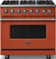 Viking® 5 Series 36" Spiced Cider Pro Style Dual Fuel (LP) Range with Polished Chrome Trim-0