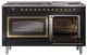 Ilve® Nostalgie II Noblesse 60'' Glossy Black Pro Style Dual Fuel Range with Brass Trim-4