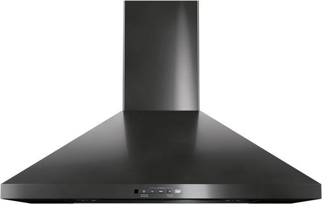 GE® 30" Black Stainless Wall Mount Pyramid Chimney Hood-0
