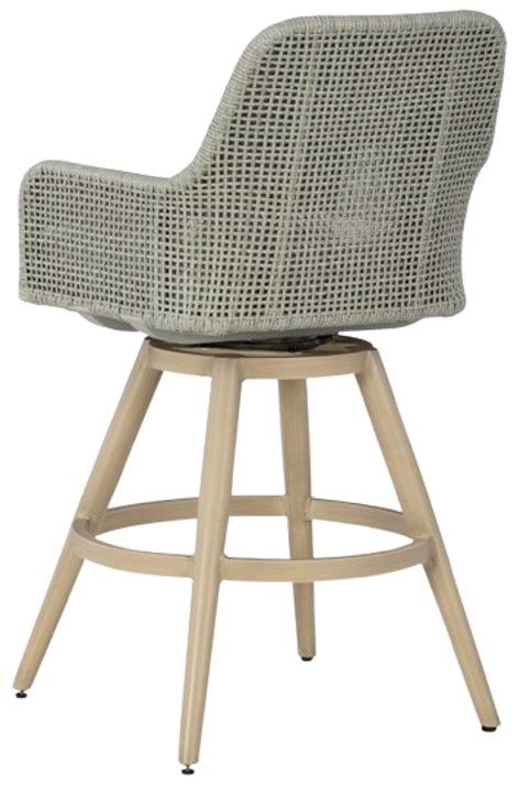 Signature Design by Ashley® Seton Creek 2-Piece Beige/Gray Outdoor Aluminum/Resin Wicker Swivel Bar Stool-3