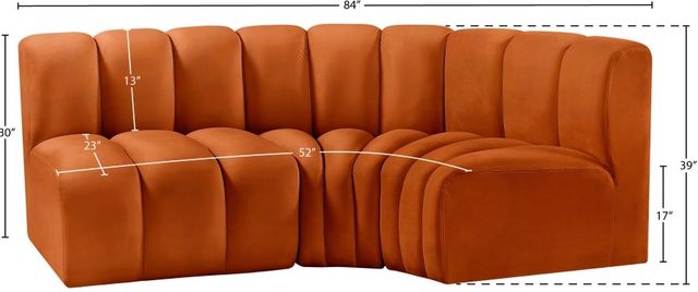Meridian Furniture Arc 3-Piece Cognac Sectional-2
