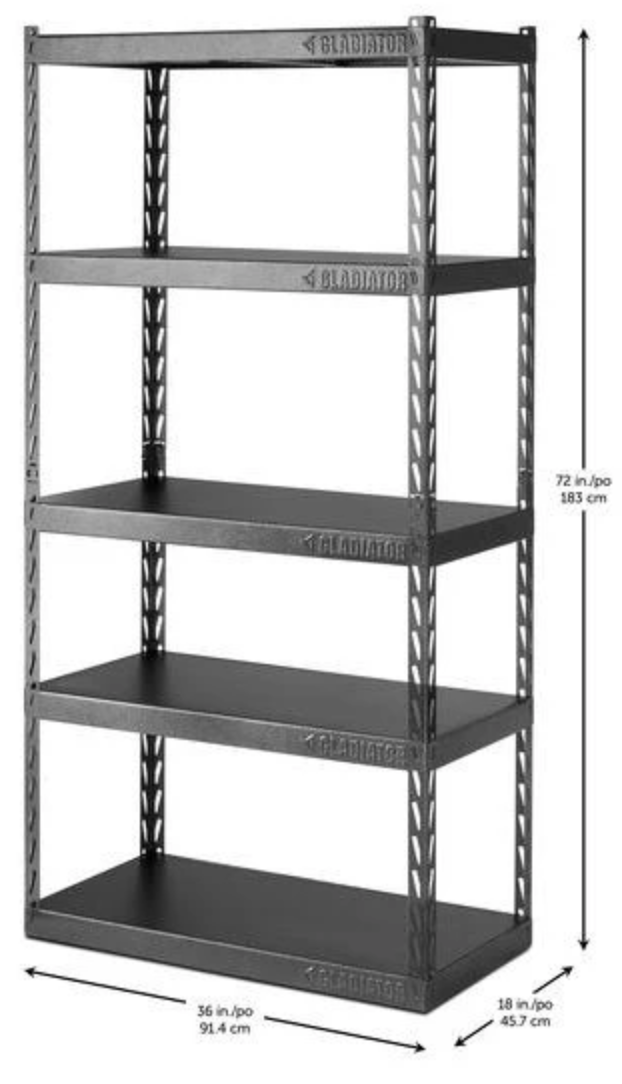 Gladiator® Hammered Granite 36" Wide EZ Connect Rack with Five 18" Deep Shelves-1