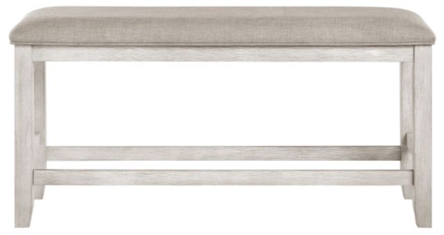 Homelegance® Savile Brushed Antique White/Light Gray Counter Height Bench-2