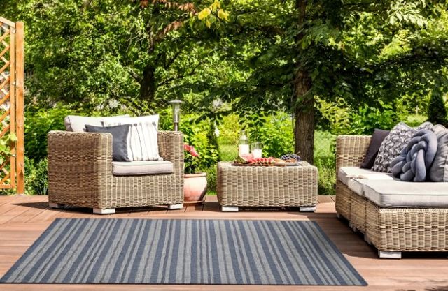 KAS Rugs Provo Blue Stripes 5'x8' Area Rug-4