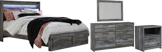 Signature Design by Ashley® Baystorm 4-Piece Gray King Storage Panel Bed Set-0