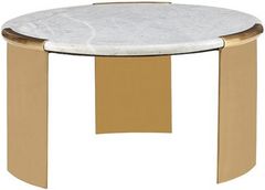 Lillian August Chloe White Medium Cocktail Table with Brass Base